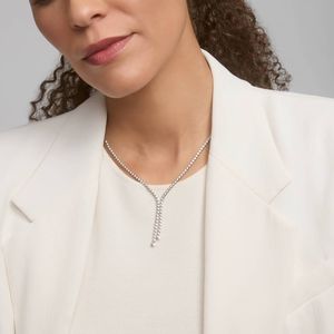 Diamond Lariat <b>Necklace</b> with 1.5 CTW Round Cut Diamonds in White Gold - Product Image 2