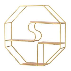 Geometric Wall <b>Shelf</b> Multi Tier Wooden Metal Frame Floating <b>Shelves</b> Decorative Display Rack Home Organizer - Product Image 6