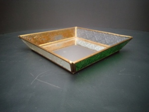 <b>Square</b> <b>Mirrored</b> Storage Tray With Metal Finish In Gold Coloured glass Modern Design For Table Use - Product Image 5