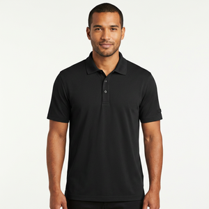 Men's <b>Black</b> Short Sleeve <b>Polo</b> <b>Shirt</b> 100% Cotton Knitted Casual Solid Color Regular Fit Button Design - Product Image 5