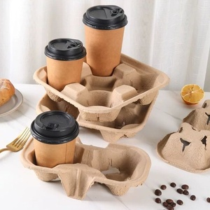 ถาดใส่เครื่องดื่มแบบใช้แล้วทิ้งสำหรับกาแฟและน้ำผลไม้ 4 แก้ว  แบบยั่งยืน สำหรับร้านกาแฟ ศูนย์อาหาร และบริการจัดเลี้ยง - Product Image 3