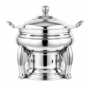 Plat de service rond en acier inoxydable avec couvercle pour buffet, chauffe-plats pour traiteur, idéal pour mariages, fêtes et restaurants - Product Image 1