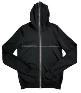 Sudaderas con capucha negras para hombre con logotipo personalizado en lote al por mayor, ropa de calle transpirable con estampado grueso y cremallera - Product Image 3