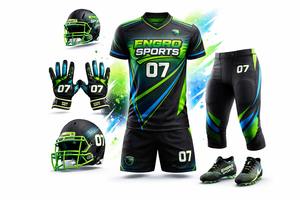 Ensemble de maillots de football 7 contre 7 personnalisés, impression par sublimation, fabricant de vêtements de sport OEM, style américain, Pakistan, 7 contre 7 - Product Image 4