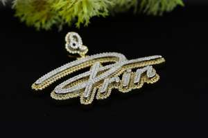 Colgante de Plata de Ley 925 con Moissanita VVS para Hombre, Estilo Hip Hop, Colgante de Letra Bicolor con Nombre Inicial, Pasa el Test de Diamantes - Product Image 2