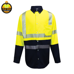 Hi Vis Safety <b>Work</b> Shirts Long Sleeve Reflective Shirt for Construction High Visibility <b>Work</b> Clothes for Men <b>Work</b> Wear Shirt - Product Image 1