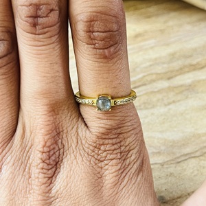 Unique Design Labradorite Brass <b>Ring</b> 18k Gold Plated <b>Statement</b> <b>Ring</b> Zircon Handmade Minimal Dainty <b>Ring</b> Wholesale <b>Ring</b> For Women - Product Image 2