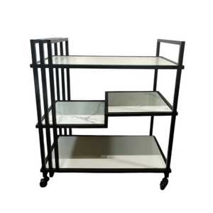 Carrito de Bar en Forma de Z de Diseño, 3 Niveles, Mármol Blanco, con Ruedas, Mueble de Lujo para el Hogar, Estante para Vinos, Estación de Bebidas - Product Image 4