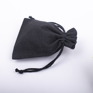 Petite pochette en coton avec cordon de serrage, noire, pour organiser des bijoux, emballage cadeau, accessoire pour la promotion de la marque - Product Image 3
