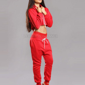 ชุดวอร์มครอปท็อปมีฮู้ดสำหรับผู้หญิง แบบลำลอง สีพื้น ผ้าฝ้าย 100% รับผลิตตามแบบ (OEM) ขนาดตามสั่ง ขายดีที่สุด - Product Image 3