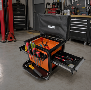 Multifunction Garage Creeper Seat, <b>Rolling</b> Mechanic Stool Chair with Drawer & Tool Organizer <b>Box</b> for Workshop GAPGAR026 - Product Image 1