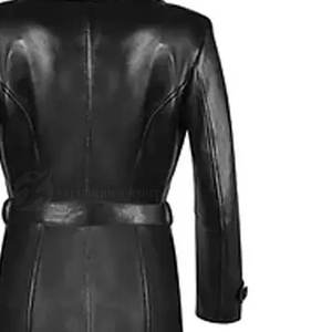 Veste courte en cuir PU pour femme, veste chic à double boutonnage de style moto, vêtement d'extérieur tendance pour l'automne et l'hiver, pour un look quotidien - Product Image 4