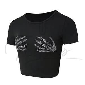 Top Corto de Mujer con Pedrería, Nuevo, Elegante, Transpirable, Diseño Único, Venta al Por Mayor, para Venta en Línea - Product Image 6