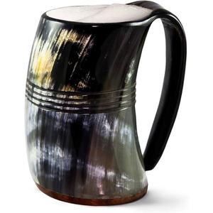 Tazas para beber de cuerno de búfalo auténtico estilo vikingo, tazas de cuerno estilo europeo, aptas para lavavajillas, ecológicas, taza vikinga para fiestas - Product Image 1