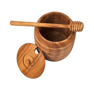 Tarro de Madera Artesanal para Miel con Tapa y Cuchara Dosificadora, Contenedor de Miel de Madera, Tarro de Almacenamiento, Venta al por Mayor - Product Image 2