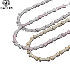 Jewelux Skeleton Moissanite <b>Statement</b> <b>Necklace</b> 18K Gold Plated Luxury Party Jewelry Set Unisex From India Supplier - Product Image 4