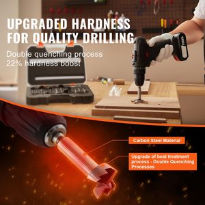 16-Pcs Forstner <b>Drill</b> <b>Bit</b> Set Carbon Steel Universal Shank 1/4\" to 1 5/8\" for <b>Wood</b> Drilling - Product Image 3