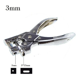 Silver ID Card Photo Badge Metal Hand Slot Puncher Hole Punch PVC Tag Office 313mm flat hole + 3mm round hole - Product Image 4