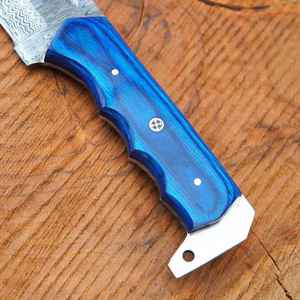 มีดล่าสัตว์เหล็กดามัสกัสคุณภาพสูงแบบใบมีดคงที่ ขายส่งปี 2024 ด้ามไม้ทำมือ ปลอกหนังอย่างดี มีดสไตล์ไวกิ้ง - Product Image 3