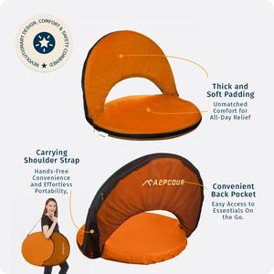 Waterproof Reclining Stadium <b>Seat</b> <b>Cushion</b> 6 Position Adjustable Comfort for <b>Outdoor</b> Use - Product Image 3