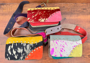 Women's Real Handmade Animal Print Fur Genuine Leather Fanny Packs Western Vintage Stylish Festival Adjustable Hip <b>Pocket</b> Bags - Product Image 4