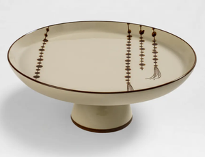 Support à gâteau rond en céramique LMB avec bord noir, plateau à dessert empilable pour la présentation de pâtisseries de mariage - Product Image 2