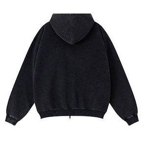Sudadera con Capucha y Cremallera de Algodón Grueso Lavado, Bordada Personalizada para Hombre - Product Image 3