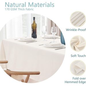 Tovaglia Rettangolare in Lino Testurizzato 60x104 Pollici, Impermeabile, Antimacchia e Antirughe, Lavabile, Tessuto Decorativo - Product Image 2