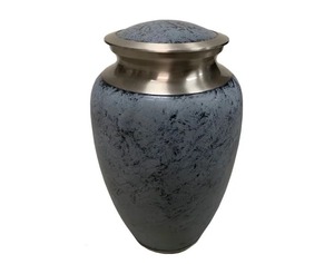 Urna Funeraria de Aluminio con Acabado Azul Mármol Personalizada para Cenizas Humanas de Adultos, con Tapa y Bolsa de Terciopelo Incluidas - Product Image 3