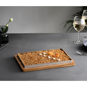 กระทะเหล็กกล้าไร้สนิมพร้อมฐานไม้สำหรับทำอาหารกลางแจ้ง - Product Image 2