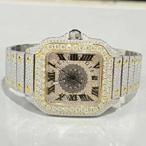 Reloj de Lujo con Diamantes Cuadrados, Regalo Espléndido, Cuarzo Analógico, Moissanita, Plata, Cierre Oculto, Correa de 15 mm para Hombre, Cristal de Zafiro - Product Image 1