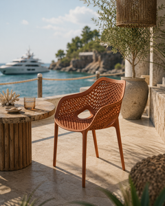 Fauteuil de jardin en plastique tressé orange, moderne, manuel, léger, résistant aux intempéries, pour terrasse extérieure, chaise de salon - Product Image 1