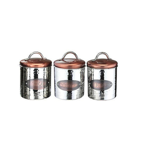 Handcrafted Vintage Copper Canister Set With Airtight Lids Hammered Metal Kitchen <b>Storage</b> For Flour Coffee And Sugar Custom - Product Image 2
