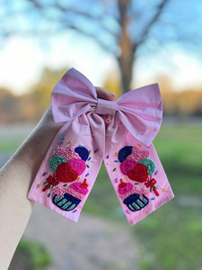 Pince à cheveux personnalisée à la main avec broderie et strass étoile pour enfants Cheerleading Team Bows - Product Image 2