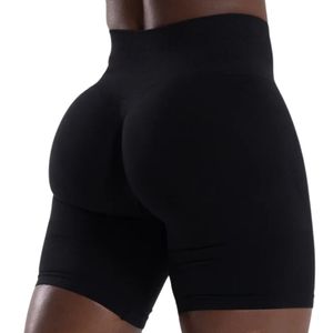 Shorts de compression noirs sans coutures pour femmes, taille mi-haute, extensibles, anti-transparence, pour la gym, l'entraînement, la course, le yoga et le fitness - Product Image 4