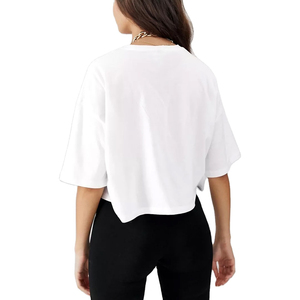 Haut court tendance pour femmes modernes, décontracté, en tricot, 100% coton, respirant, tissu doux, manches courtes - Product Image 5