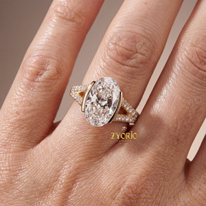 Bague de fiançailles élégante en diamant de laboratoire taille ovale, sertie griffes, en argent 925 – Bijou de mariée sophistiqué pour mariage et anniversaire - Product Image 3