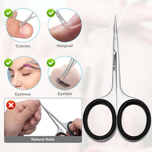 Ciseaux à manucure en acier inoxydable, ciseaux à sourcils, ciseaux à cuticules, lame extra fine courbée, ciseaux à cuticules professionnels - Product Image 5
