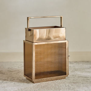 Wholesale Stainless Steel Rose <b>Gold</b> Plated Candle Holder <b>Lantern</b> Handmade Rectangular Shape <b>Lanterns</b> for Home Decorations - Product Image 3