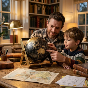 Globo terráqueo de escritorio premium de acero inoxidable y plástico |   Globo Terráqueo Decorativo para Escritorio de Oficina, Aula y Decoración del Hogar - Product Image 5