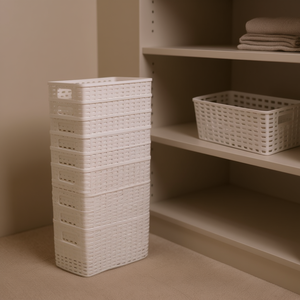 Cesta in Rattan N.1 5L 28x15CM Cestini Portaoggetti in Plastica Bianca - Product Image 2