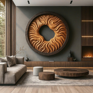 งานแกะสลักไม้ติดผนัง ศิลปะตกแต่งผนังแบบอาร์ตเดโค เป็นมิตรกับสิ่งแวดล้อม ของตกแต่งบ้านสำหรับพิธีขึ้นบ้านใหม่ ตกแต่งห้องนั่งเล่น ตกแต่งบ้านพักตากอากาศ - Product Image 4