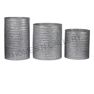 Hot Sale Galvanized Large Round Shape <b>Tin</b> Antique Flower Planters <b>Pots</b> With Handle at Low Prices Made by Indian Manufacturers . - Product Image 5