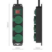 EU-Steckdosenleiste IP44 Schuko 3 Steckdosen Outdoor Wasserdichte Steckdosenleiste mit Schutzabdeckung und Schalter