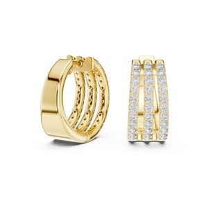 Boucles d'oreilles en or jaune 14 carats avec diamants de laboratoire ronds pour femmes |   Vêtements de mariée |   Nouveau diamant cultivé - Product Image 2