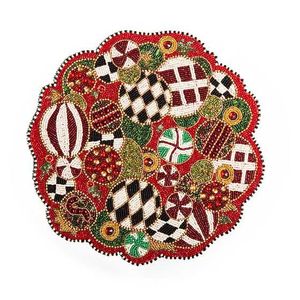 Custom Beaded <b>Embroidery</b> Placemats With Unique Art Design Luxury Handmade Seed Beads Placemats For Wedding Tables - Product Image 1