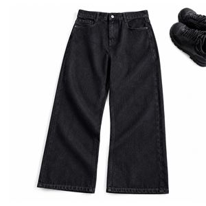 Men Wide Leg <b>Jeans</b> Relaxed Fit Black Denim Pants High Waisted Straight Cut Trousers Loose Baggy Wash Finish Heavy Cotton Bottom - Product Image 1