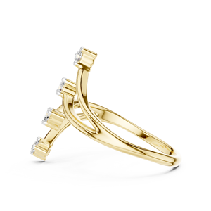 Ensemble de bagues minimalistes en diamants de laboratoire taillés, or jaune 18 carats plaqué rhodium, pour fiançailles, cadeau de Saint-Valentin, événement glamour, usage quotidien, femme - Product Image 2