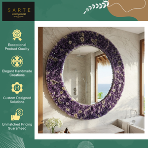 Customized Eco-Friendly Lighted Wall Decor Spiritual Space Centerpiece Natural Agate Stone Frame Luxury Modern Handmade Mirror - Product Image 4