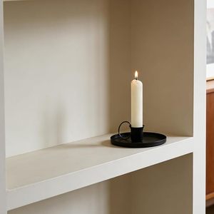 <b>Black</b> Vintage Candle <b>Holder</b> Pillar <b>Candlestick</b> <b>Holder</b> Candle Coaster Made of Iron with Handle Christmas Decoration Candle <b>Holder</b> - Product Image 2